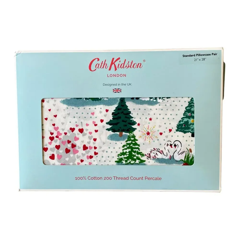 Cath Kidston London Shine Bright Christmas Holiday Standard Pillowcase Set NEW